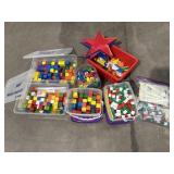 Learning blocks, magnet letters and blank dice
