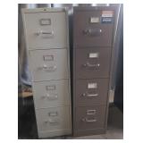 (2) Metal four-drawer filing cabinets 52x29x15