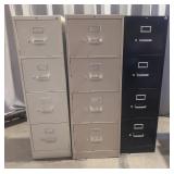 (3) Metal 4 drawer filing cabinets 52x28x15