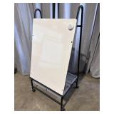Rolling storage cart with whiteboard and storage