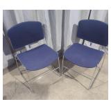 (2) Dark Blue Stacking Office Chairs