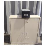 Locking metal medicine cabinet with key and file