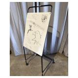Whiteboard on metal rolling cart 60 inches tall