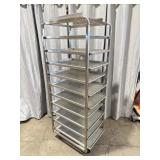Aluminum commercial rolling sheet pan cart with