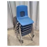 (6) Blue stackable student desk chairs