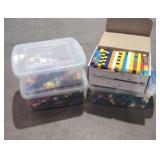 Three totes and a box of Unifix Counting Cubes