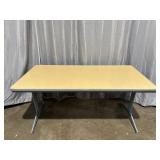Vintage Heavy Duty Wooden Metal Legged Table