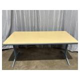 Vintage Heavy Duty Wooden Metal Legged Table