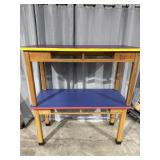 (2) heavy solid oak tables thick legs 54x30x24