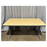 Vintage Heavy Duty Wooden Metal Legged Table