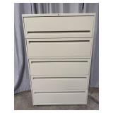 Large steel five drawer lateral filing cabinet