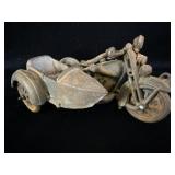 Vintage Cast Iron Motorcycle and Side Car
