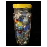 Jar of vintage marbles