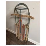 Vintage silver streak metal runner sled 41 inches