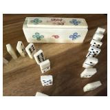 Vintage Mexican carved Bone dominoes set