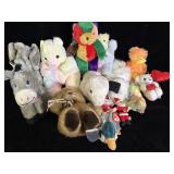 mixed lot of small plush stuffed animals 1990s