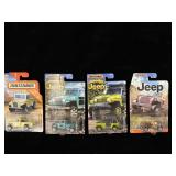 (4) 1:64 matchbox jeeps. 1951 Willys, 1998