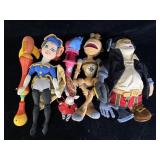 vintage set of plush and bendable character dolls