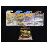 collection of five Hot Wheels die-cast toy