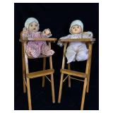 2 1960ï¿½s baby dolls in high chairs