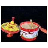 Vintage curious George Karin Litho spinning top