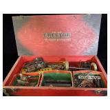 vintage A.C. Gilbert Erector Set in a red wooden