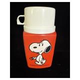 vintage red plastic Snoopy thermos 1950s
