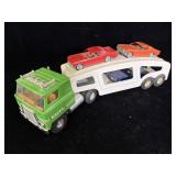 vintage ERTL cabover semi-truck and car hauler