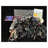 mixed collection of various computer, audio, and