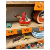 Vintage Christmas ornament elf in a basket