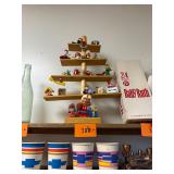 Vintage wooden Christmas tree with wood figure