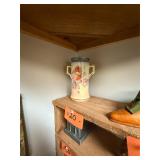 Vintage Czech pottery double handled pitcher