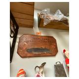 Vintage hand carved fish sign