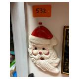 Vintage Ceramic Plaster Santa Wall Plaque