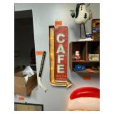 Lighted metal cafe sign / working, unsure of age
