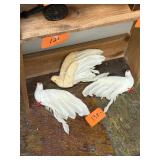 Lot of 3 vintage Christmas doves with wire feet