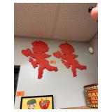 2 Vintage Valentine Cupid Popcorn Decorations