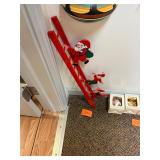 Vintage wood Santa + elves on ladder