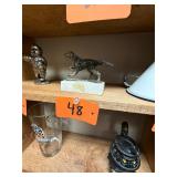 Vintage pewter dog on marble base