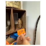 Unique small vase with jewel + walnut base