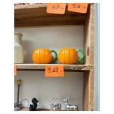 Pair of Vintage Ceramic Pumpkin Mugs
