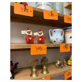 Pair of vintage Christmas Santa decorations