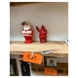 Pair of Vintage Santa Christmas Decorations