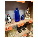 Pair of antique cobalt blue bottles