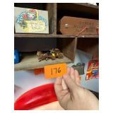 Vintage miniature wood horse pulled stagecoach