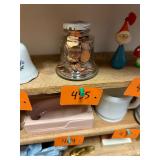 Vintage Liberty Olive Bell jar full of pennies