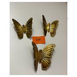 Set of 3 vintage metal butterflies