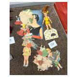 Lot of vintage paper dolls + clothes