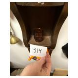 Vintage amber glass barrel toothpick holder