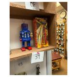 Vintage metal key wind space robot